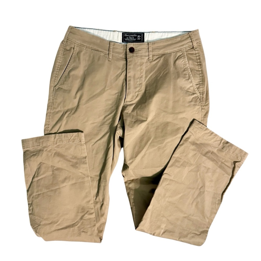 Abercrombie Kennan Straight Stretch Khaki Pants Mens 30X30 (Fits 30X29) Tan